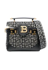 Balmain - BALMAIN Czarny kuferek damski Classic Handle Bag M. Kolor: czarny. Wzór: geometria, aplikacja. Materiał: zdobione. Rodzaj torebki: na ramię #3