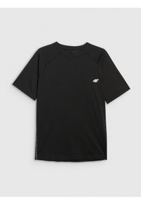 4f - 4F T-shirt oversize gładki męski - czarny L. Okazja: na co dzień. Kolor: czarny. Materiał: bawełna. Długość: długie. Wzór: gładki. Styl: casual