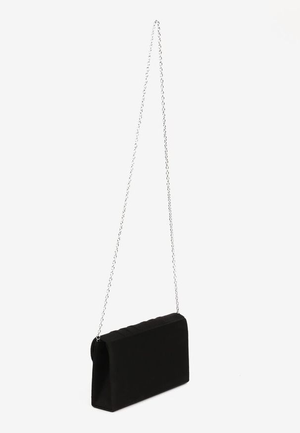 Renee - Czarna Wieczorowa Torebka z Ozdobną Klamrą i Dodatkowym Łańcuszkiem na Ramię Fesania. Kolor: czarny. Styl: wizytowy. Rodzaj torebki: na ramię