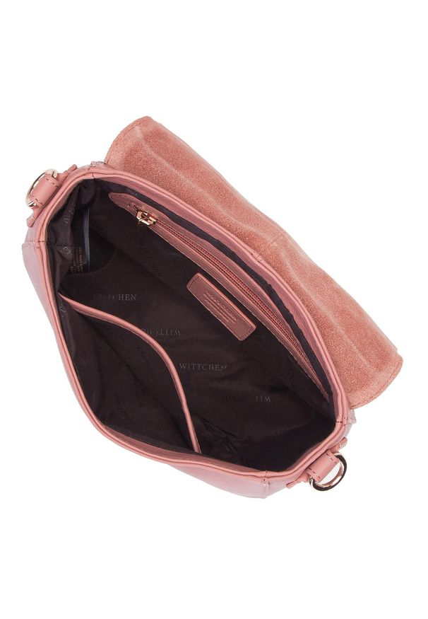 Wittchen - Damska listonoszka saddle bag z miękkiej skóry. Kolor: różowy. Wzór: haft, aplikacja. Sezon: lato. Dodatki: z haftem. Materiał: skórzane. Styl: elegancki