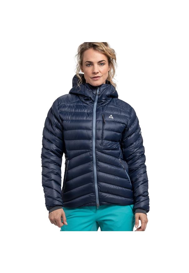 SCHÖFFEL - Kurtka puchowa damska Schöffel Tschierval. Kolor: niebieski, wielokolorowy, czarny. Materiał: puch. Sezon: zima. Sport: narciarstwo