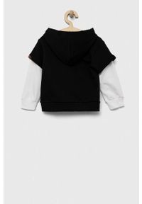 Guess bluza bawełniana dziecięca kolor czarny z kapturem wzorzysta. Okazja: na co dzień. Typ kołnierza: kaptur. Kolor: czarny. Materiał: bawełna. Styl: casual #3