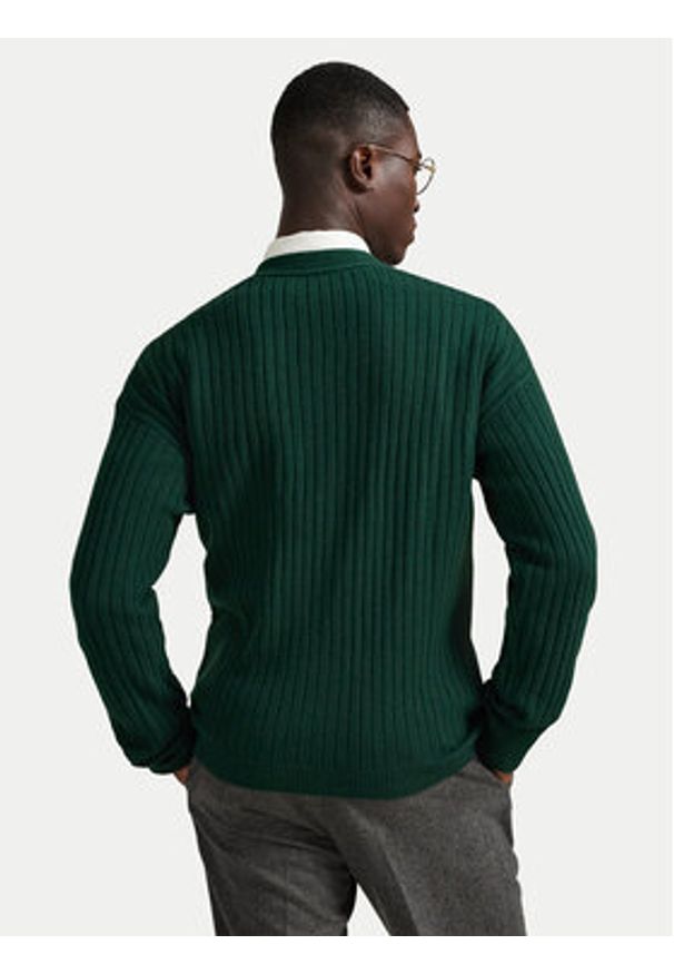 Polo Ralph Lauren Kardigan 710979094002 Zielony Relaxed Fit. Typ kołnierza: polo. Kolor: zielony. Materiał: wełna