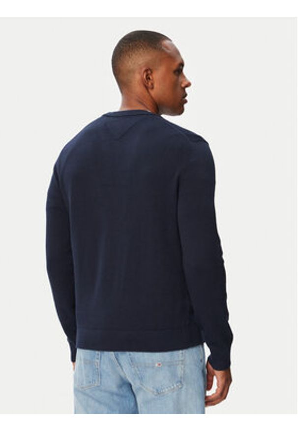 Tommy Jeans Sweter Essential DM0DM22853 Granatowy Slim Fit. Kolor: niebieski. Materiał: bawełna