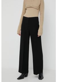 Notes du Nord spodnie damskie kolor czarny szerokie high waist. Stan: podwyższony. Kolor: czarny. Materiał: tkanina