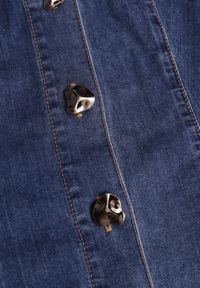 Born2be - Niebieska Jeansowa Sukienka z Bawełny o Rozkloszowanym Kroju z Guzikami Nikesilea. Typ kołnierza: dekolt gorset. Kolor: niebieski. Materiał: bawełna, jeans. Typ sukienki: rozkloszowane, gorsetowe. Styl: elegancki, klasyczny #7