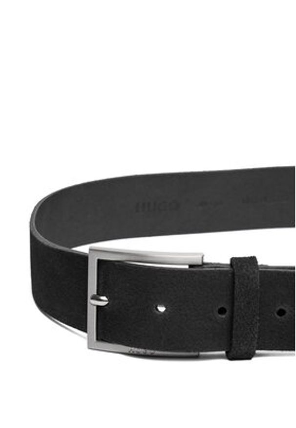 Hugo - HUGO Pasek Męski 50497455 Czarny. Kolor: czarny. Materiał: zamsz, skóra