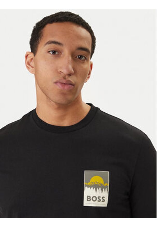 BOSS T-Shirt Plain 50556023 Czarny Regular Fit. Kolor: czarny. Materiał: bawełna
