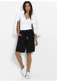 bonprix - Bermudy z wiskozy. Kolor: czarny. Materiał: wiskoza. Styl: sportowy #2