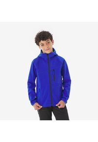 quechua - Kurtka softshell turystyczna dla dzieci Quechua MH900. Kolor: czarny, niebieski, wielokolorowy. Materiał: softshell. Sezon: lato. Styl: sportowy
