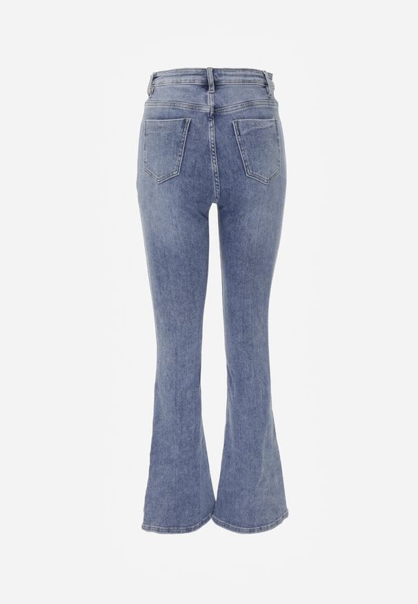 Born2be - Niebieskie Jeansy Dzwony z Bawełny z Wysokim Stanem Nemenphite. Stan: podwyższony. Kolor: niebieski. Styl: elegancki, klasyczny