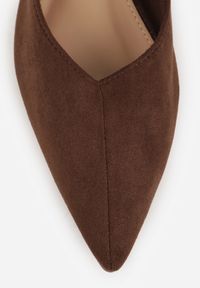 Born2be - Brązowe Balerinki z Imitacji Zamszu z Noskiem w Szpic Egynome. Okazja: na co dzień, na spotkanie biznesowe, do pracy. Kolor: brązowy. Materiał: zamsz. Styl: casual, biznesowy, elegancki #2