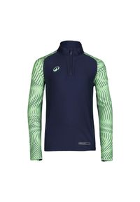 KIPSTA - Bluza piłkarska na krótki suwak dla dzieci Kipsta Viralto Wavy Club. Kolor: wielokolorowy, niebieski, zielony. Materiał: materiał, poliester, elastan. Długość: krótkie. Sport: piłka nożna