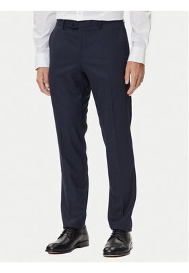 BOSS Garnitur C-Huge 50551777 Granatowy Slim Fit. Kolor: niebieski. Materiał: wełna