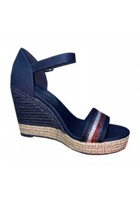 Calvin Klein Sandały Tommy Hilfiger Grosgrain High Wedge Sandal W FW0FW05254 niebieskie. Kolor: niebieski #2