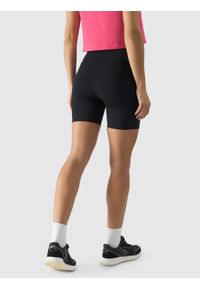 4f - 4F Legginsy krótkie z wysokim stanem damskie - czarne XS. Stan: podwyższony. Kolor: czarny. Materiał: guma, elastan, dzianina, materiał, syntetyk. Długość: krótkie. Wzór: gładki, jednolity, ze splotem