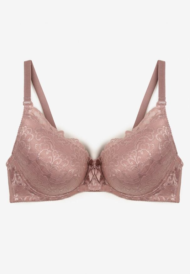 Renee - Ciemnoróżowy Koronkowy Biustonosz Full-Cup z Regulowanymi Ramiączkami Kristianna. Kolor: różowy. Materiał: koronka. Wzór: koronka