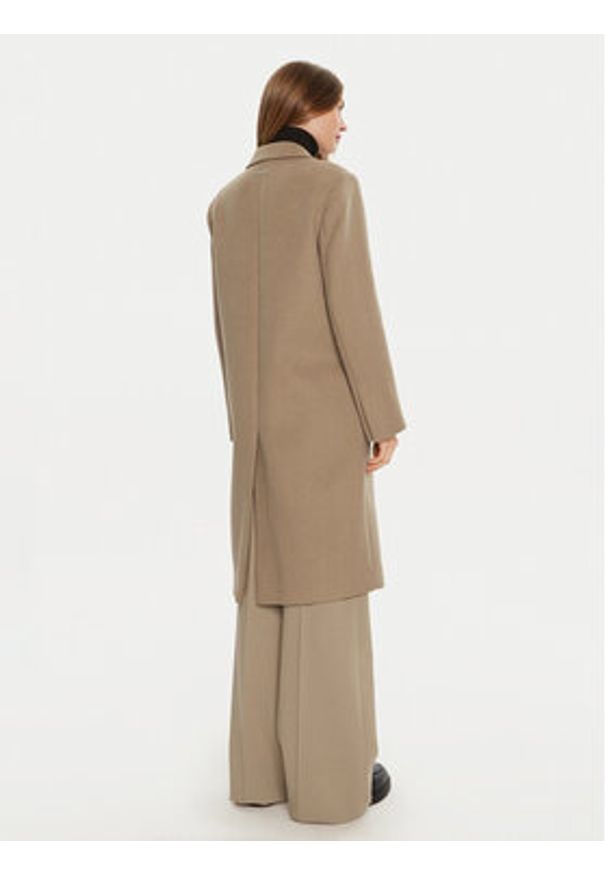 Calvin Klein Płaszcz wełniany K20K207701 Beżowy Regular Fit. Kolor: beżowy. Materiał: syntetyk