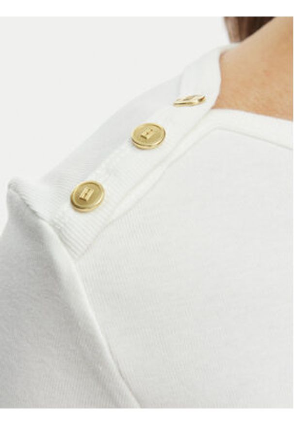 TOMMY HILFIGER - Tommy Hilfiger T-Shirt WW0WW49250 Écru Slim Fit. Kolor: kremowy. Materiał: bawełna