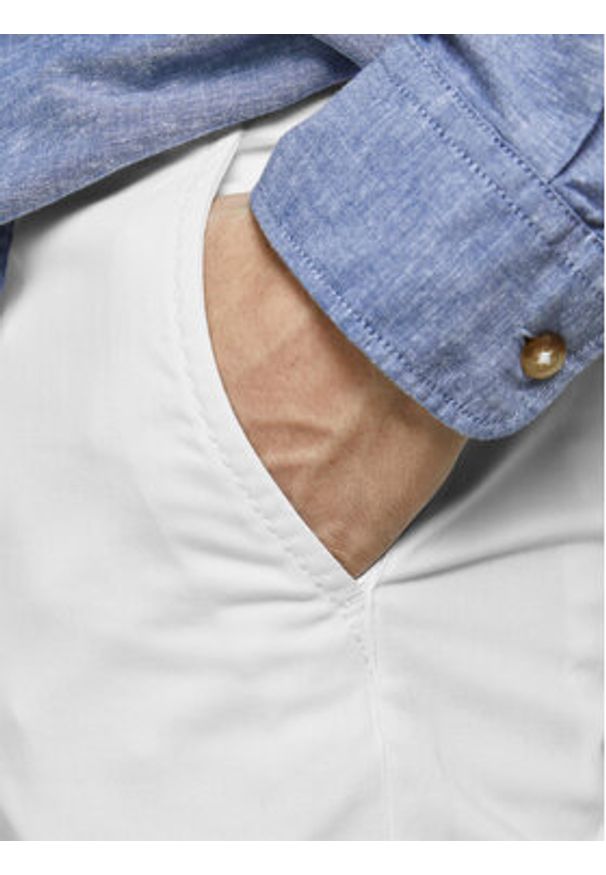 Jack & Jones - Jack&Jones Chinosy Marco 12150148 Biały Slim Fit. Kolor: biały. Materiał: bawełna