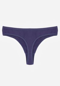 Renee - Granatowe Gładkie Majtki Stringi z Bawełną Chrysile. Kolor: niebieski. Materiał: bawełna. Wzór: gładki #2