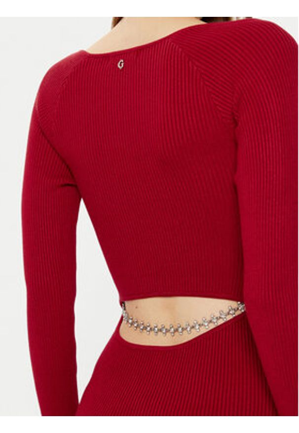Guess Sukienka dzianinowa W5RK07 Z2YJ2 Czerwony Regular Fit. Kolor: czerwony. Materiał: wiskoza