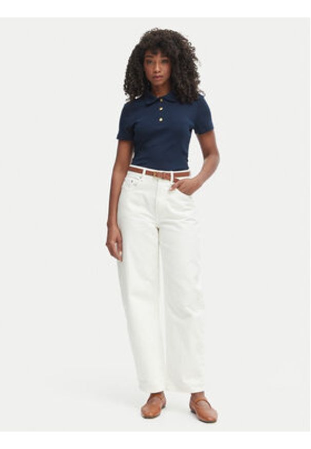 TOMMY HILFIGER - Tommy Hilfiger Polo WW0WW49252 Granatowy Slim Fit. Typ kołnierza: polo. Kolor: niebieski. Materiał: bawełna