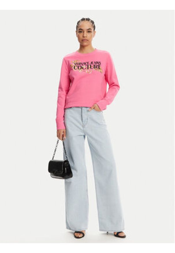 Versace Jeans Couture Bluza 78HAIC06 Różowy Regular Fit. Typ kołnierza: kołnierzyk włoski. Kolor: różowy. Materiał: bawełna