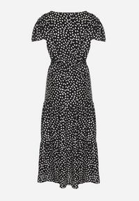 Born2be - Czarna Sukienka z Bawełną i Geometrycznym Wzorem Lunavella. Okazja: na spacer, na co dzień. Kolor: czarny. Materiał: bawełna. Wzór: geometria. Sezon: lato. Typ sukienki: proste. Styl: casual, elegancki #2