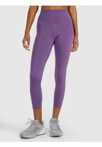 4f - 4F Legginsy treningowe 7/8 z wysokim stanem damskie - fioletowe M. Stan: podwyższony. Kolor: różowy. Materiał: włókno, elastan, dzianina, materiał, poliester. Wzór: gładki, ze splotem. Sport: fitness