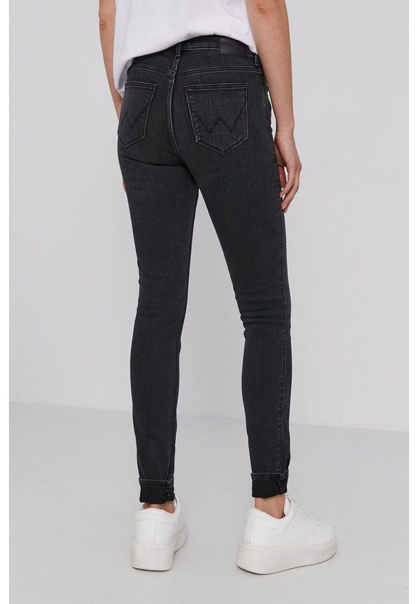 Wrangler jeansy SKINNY SOFT NIGHTS damskie high waist. Stan: podwyższony. Kolor: czarny