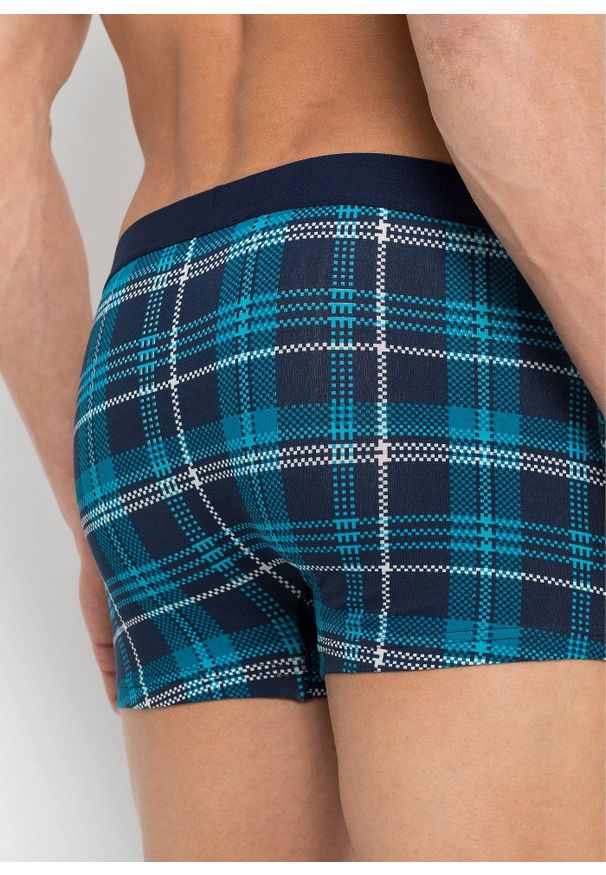 bonprix - Bokserki o dopasowanym kroju z bawełną (3 pary). Kolor: niebieski. Materiał: bawełna. Wzór: nadruk