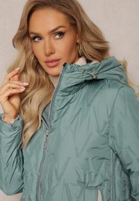 Renee - Zielona Pikowana Kurtka ze Ściągaczami Keulie. Kolor: zielony. Styl: elegancki #2