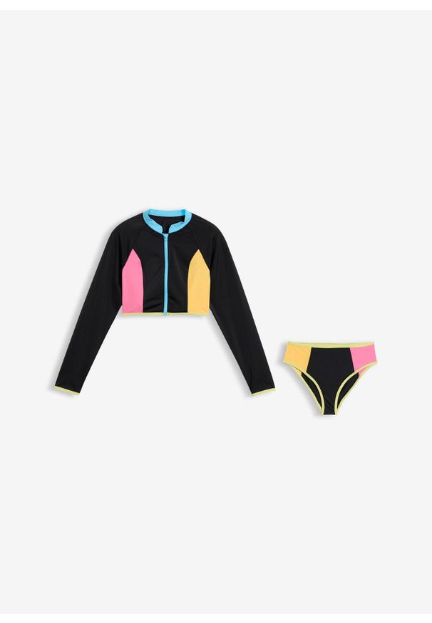 bonprix - Bikini z długim rękawem (komplet 2-cz.). Kolor: czarny