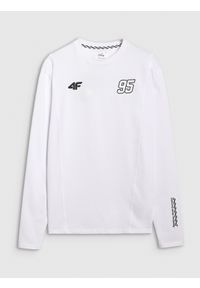 4f - 4F Longsleeve regular męski 4F x Bartosz Zmarzlik - biały M. Okazja: na co dzień. Kolor: biały. Materiał: bawełna, jersey, dzianina. Długość rękawa: długi rękaw. Długość: długie. Wzór: napisy, gładki, haft, ze splotem. Styl: sportowy, klasyczny, casual