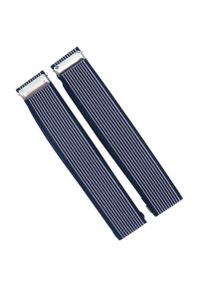 Modini - Granatowe w białe paski opaski do rękawów koszuli X4. Kolor: biały, wielokolorowy, niebieski. Materiał: guma. Wzór: paski #1