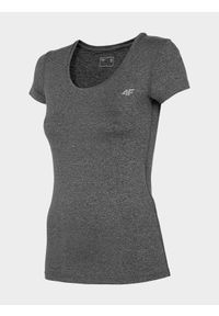 4f - Koszulka treningowa regular szybkoschnąca damska - szara. Kolor: szary. Materiał: elastan, materiał, włókno, dzianina, syntetyk. Długość rękawa: krótki rękaw. Długość: krótkie. Wzór: ze splotem, gładki, jednolity. Sport: fitness #2