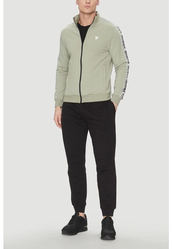 Guess - GUESS Zielona bluza męska z lampasami New Arlo, Rozmiar XL. Kolor: zielony