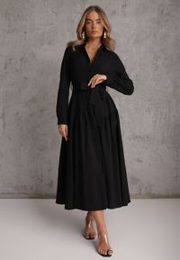 Renee - Czarna Sukienka w Koszulowym Stylu z Wiskozą Bawełną i Paskiem Nerigunn. Kolor: czarny. Materiał: wiskoza, bawełna. Sezon: lato. Typ sukienki: koszulowe. Styl: elegancki #8