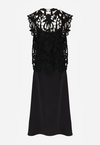 Born2be - Czarna Satynowa Sukienka na Ramiączka z Wiskozy i Bawełny z Narzutką Messishis. Okazja: na co dzień. Kolor: czarny. Materiał: wiskoza, satyna, bawełna. Długość rękawa: na ramiączkach. Wzór: aplikacja. Sezon: lato. Styl: casual #6