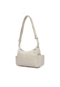 Calvin Klein Torebka Pockets Monologo Crossbody LV04F3687G Kremowy. Kolor: kremowy. Materiał: skórzane #5