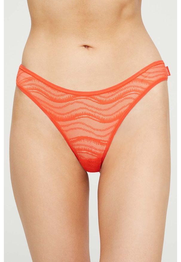 Calvin Klein Underwear figi kolor czerwony transparentne. Kolor: czerwony