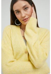 Abercrombie & Fitch kardigan z domieszką wełny damski kolor żółty lekki. Kolor: żółty. Materiał: wełna. Długość rękawa: długi rękaw. Długość: długie #3