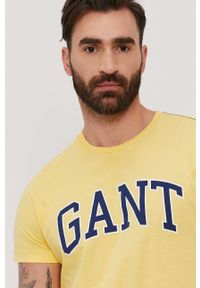 GANT - Gant - T-shirt. Okazja: na co dzień. Kolor: żółty. Wzór: nadruk. Styl: casual