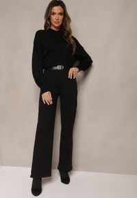 Renee - Czarne Szerokie Spodnie High Waist Inthini. Stan: podwyższony. Kolor: czarny. Styl: elegancki #1