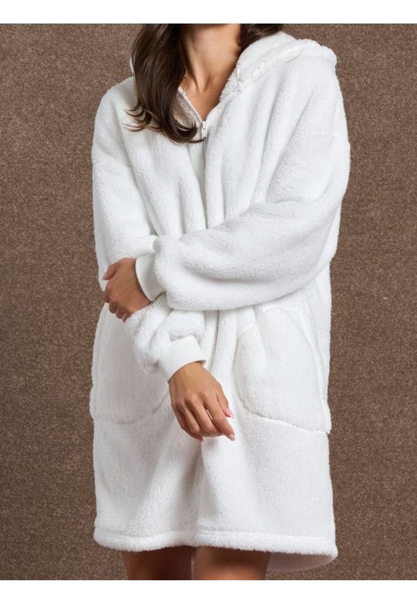 Sinsay - Rozpinana bluza snuddie - kremowy. Kolekcja: plus size. Kolor: kremowy. Materiał: materiał