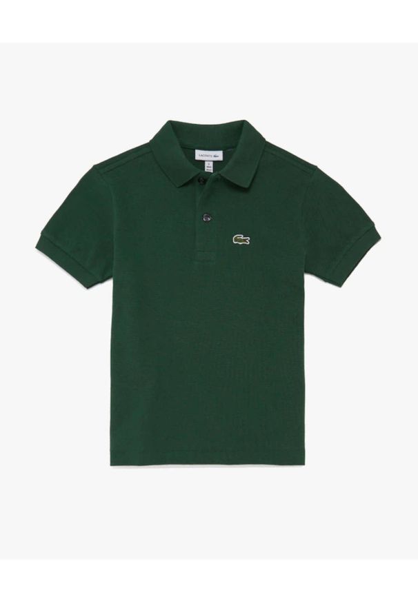 Lacoste - LACOSTE - Zielona koszulka polo Regular Fit. Typ kołnierza: polo. Kolor: zielony. Materiał: bawełna, prążkowany