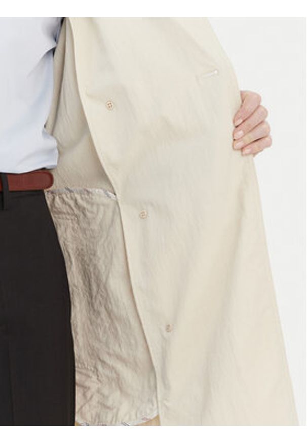 TOMMY HILFIGER - Tommy Hilfiger Trencz WW0WW45632 Beżowy Oversize. Kolor: beżowy. Materiał: syntetyk