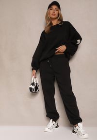 Renee - Czarny Komplet Dresowy z Polarową Podszewką Bluza i Joggery Ziline. Kolor: czarny. Materiał: dresówka, polar
