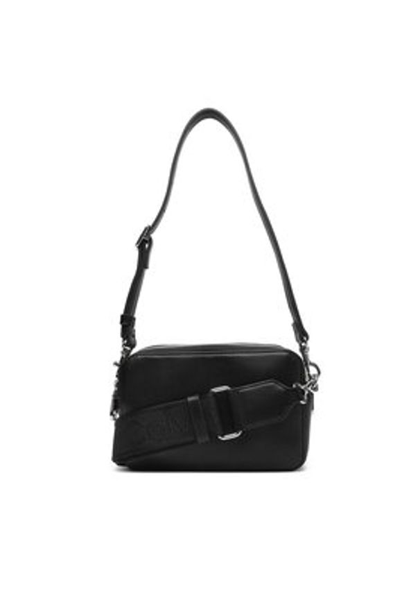 Calvin Klein Torebka Webbing Double Strap Camera Bag LV04F3165G Czarny. Kolor: czarny. Materiał: skórzane